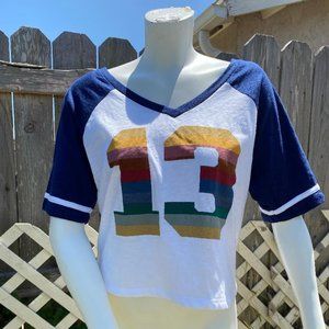 Doctor Who Hot Topic Stripe 13 V-Neck T-Shirt Top